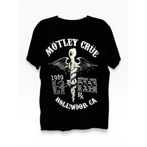 Motley Crue Dr Feelgood 1989 Hollywood CA Black Rock Band Tee Size Large